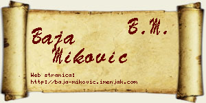 Baja Miković vizit kartica